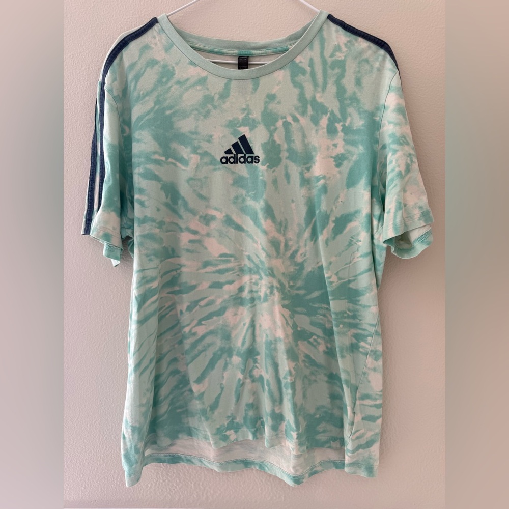 Adidas Mint and White Tie-Dye Tee